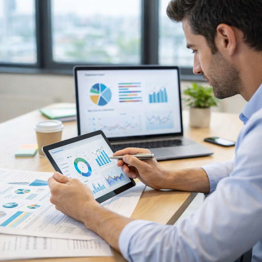 Analyse de données et indicateurs de performance sur écran et tablette